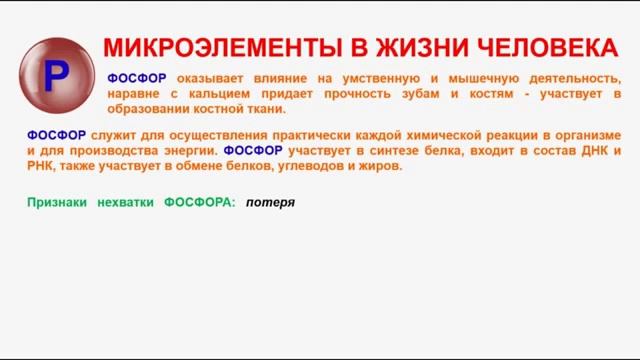 Микроэлементы в жизни человека Часть 20 Фосфор смотреть онлайн