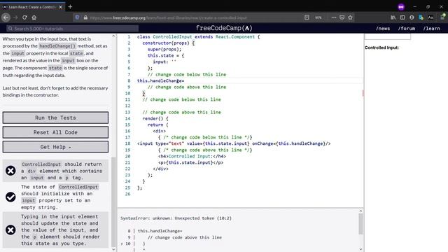 React: Create a Controlled InputPassed - freeCodeCamp.org(Day-11) смотреть онлайн