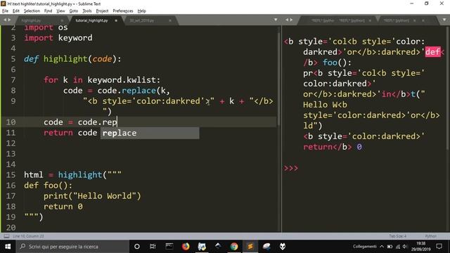 Highlight code in html page with Python (speed coding) смотреть онлайн