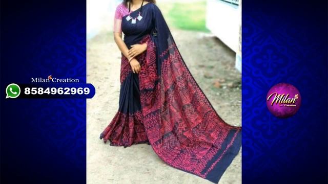 MALMAL COTTON HAND BATIK SAREE/MULMUL COTTON SERIES/ cotton saree online shopping/Milan creation. смотреть онлайн