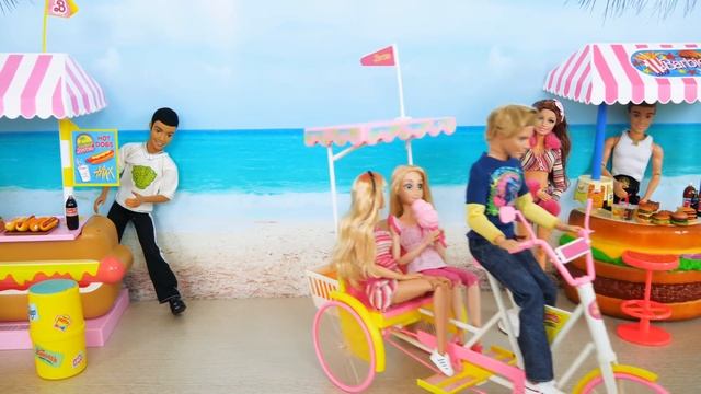 Doll Bike Trailer ; Barbie Beach Taxi Poupée Barbie Vélo de plage Strand Fahrrad Boneka Sepeda смотреть онлайн