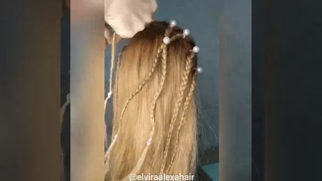 Причёска из кос. Сетка из кос с бусинами. смотреть онлайн