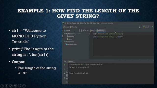 Python string length ; len() method Example | CEI coder | LionoEdu смотреть онлайн