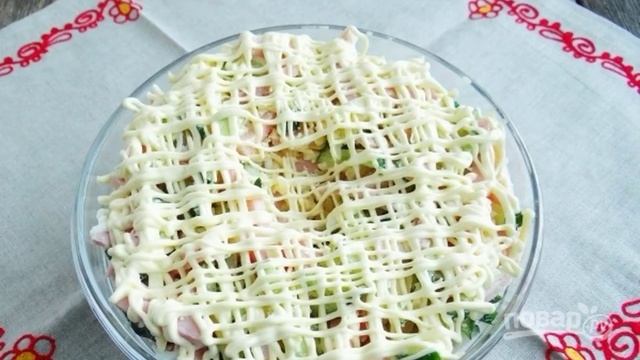 Салат Нежность с ветчиной и огурцами смотреть онлайн