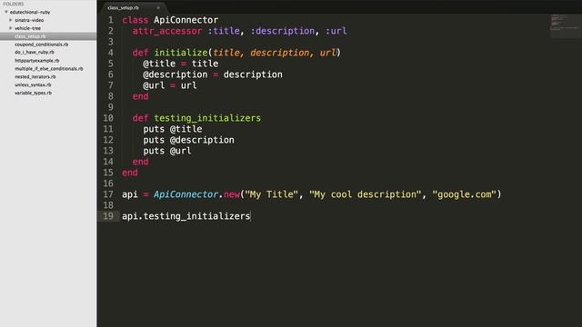 How to use an initializer method in a Ruby class смотреть онлайн