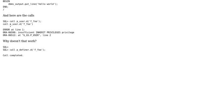 Databases: Why is this query failing with invoker rights? смотреть онлайн