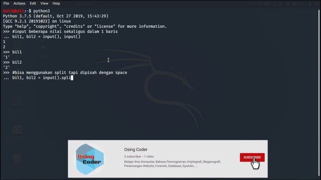 Cara Input Banyak Variabel Dalam Satu Baris | Tutorial Python Bahasa Indonesia смотреть онлайн