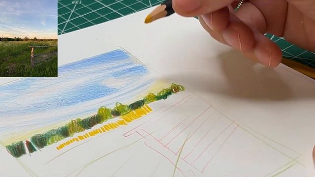 Рисуем цветными карандашами: бесплатный урок по штриховке | пленэр смотреть онлайн