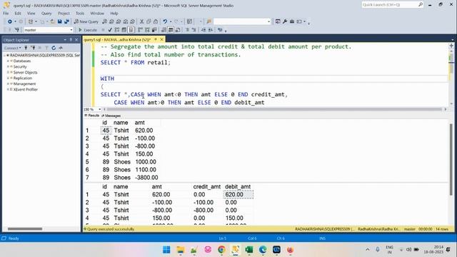 Segregating the amount as credit and debit | SUM along with CASE | SQL Problem Solving смотреть онлайн