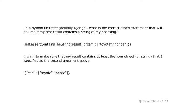 Django : Python/Django: how to assert that unit test result contains a certain string? смотреть онлайн