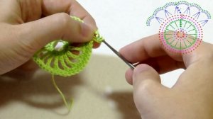 Круглый ажурный мотив крючком | Мастер-класс + схема