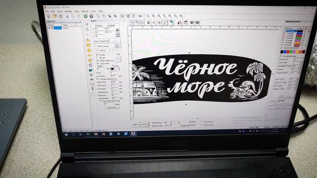 Лазерная гравировка камня "Чёрное море", уровень, заливка, параметры EzCad, процесс. смотреть онлайн
