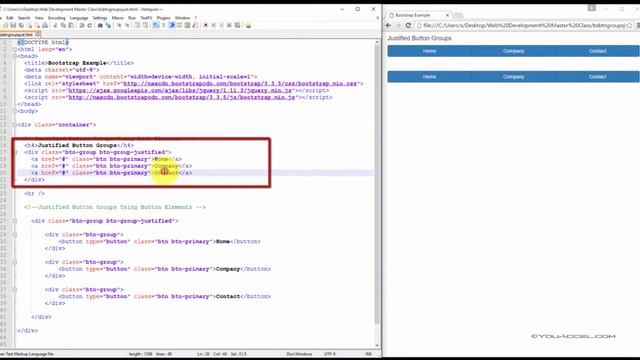 14. Bootstrap Justified Button Groups смотреть онлайн