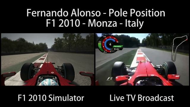 Fernando Alonso Monza Italy [Pole Position Onboard] F1 2010 Gameplay x Live TV HD смотреть онлайн