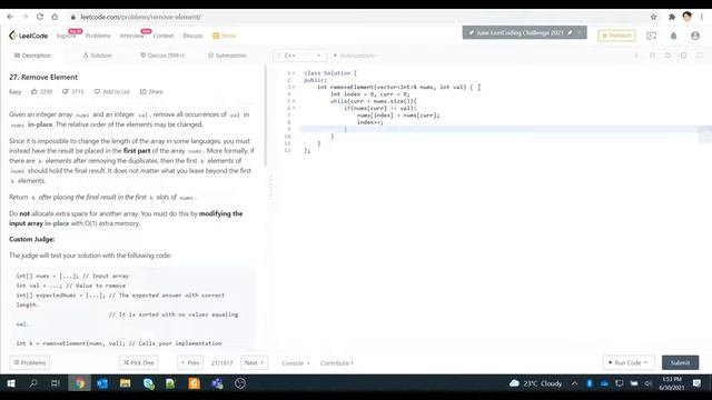 LeetCode #27 Remove Element смотреть онлайн