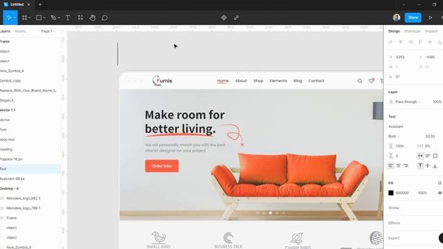 How to design a furniture web landing page header in Figma - UI/UX design tutorial смотреть онлайн