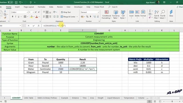 CONVERT Function in Excel - Excel Malayalam Tutorial смотреть онлайн