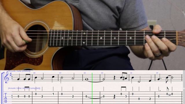 How to Play Down By the Riverside on Guitar with TAB смотреть онлайн