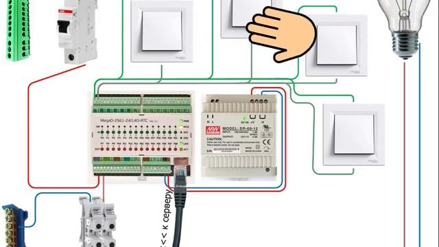 Схема проводки для "умного дома". Проходные выключатели смотреть онлайн
