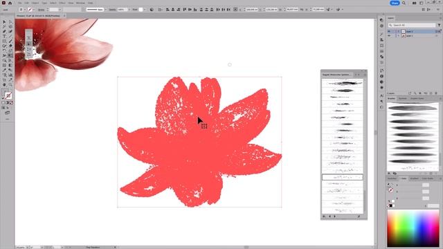 Adobe Illustrator Painting - How to Paint with Vector Watercolor Brushes Flowers and Branches смотреть онлайн