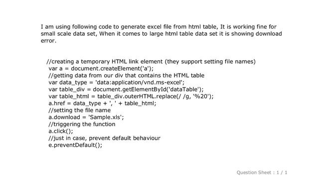 HTML : Export large html table to excel using javascript смотреть онлайн
