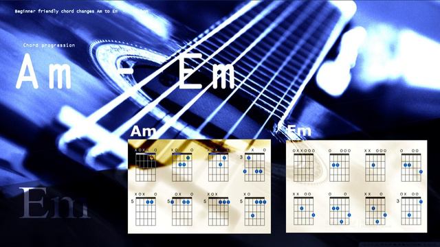 Chord changes backing track beginner-- Am to Em 80bpm смотреть онлайн