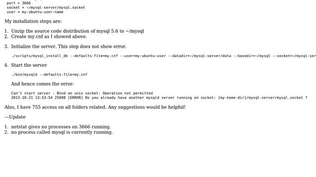 Cannot start mysql server bind socket denied смотреть онлайн