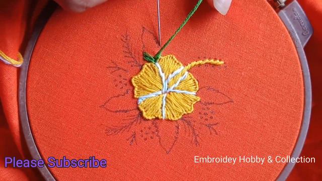 Easy Hand Embroidey|Hibiscus Flower hand embroidery| China Rose design embroidey🌺 смотреть онлайн
