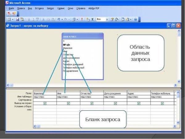 Видеоурок - заполнение БД и создание запросов в Access