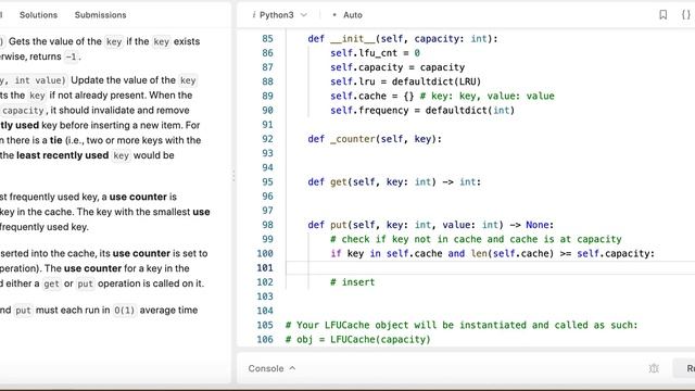 LFU Cache - Leetcode 460 - Linked List - Python смотреть онлайн