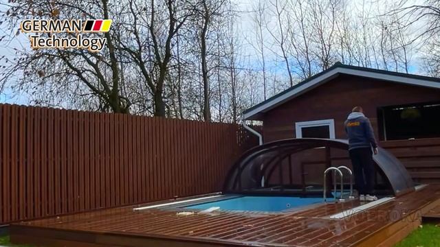 Раздвижной Павильон для бассейна модель ZENITH цвет Коричневый остекление прозрачное смотреть онлайн