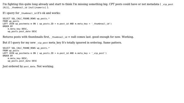 Wordpress: mySQL query. ORDER BY meta_key смотреть онлайн