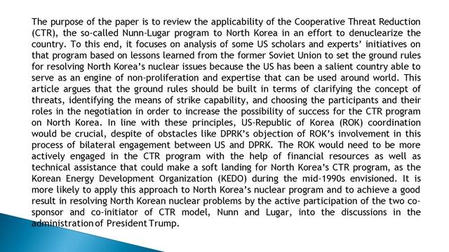 Trump Administration’s Initiatives in Resolving North Korea’s Nuclear Problem Cooperative Threat Re смотреть онлайн