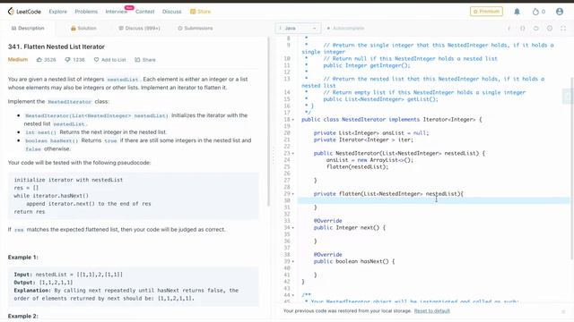 Flatten Nested List Iterator | Leetcode | DSA | JAVA смотреть онлайн