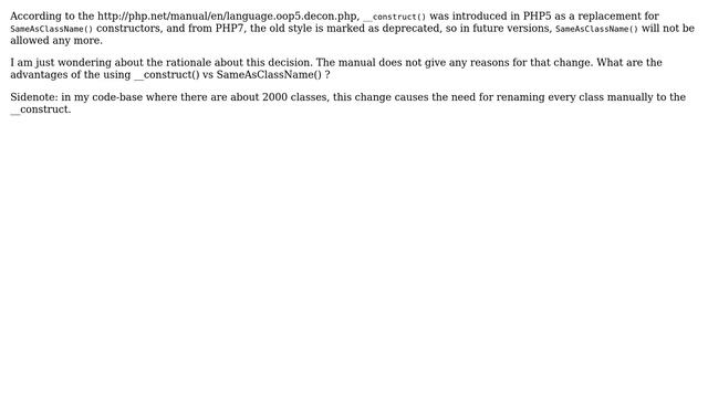 Software Engineering: Why are SameAsClassName() constructors deprecated in PHP7? смотреть онлайн