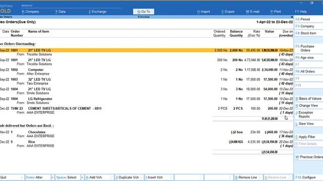 Tally Add On : Sales & Purchase Order Outstanding Report by Order Due Date in TallyPrime software. смотреть онлайн
