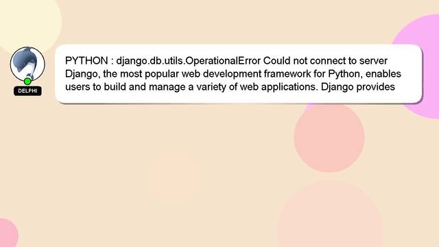 PYTHON : django.db.utils.OperationalError Could not connect to server смотреть онлайн
