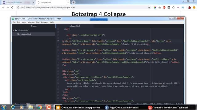 Bootstrap 4 Accordion Bar Window Button | Bootstrap 4 Beginners Tutorial 07 | Owais Azam смотреть онлайн