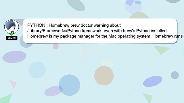 PYTHON : Homebrew brew doctor warning about /Library/Frameworks/Python.framework, even with brew's смотреть онлайн