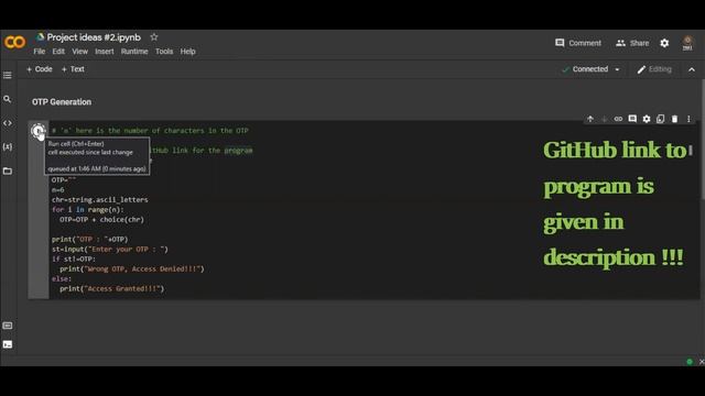 Project Ideas #2 - Python | OTP Generation | Google Colab | Small program | Simple Python project смотреть онлайн