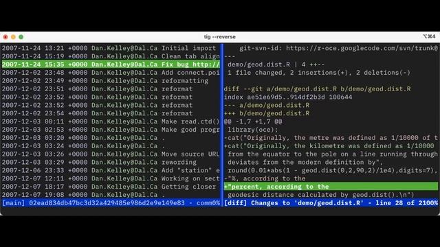 demo of using tig (a git cousin) on the oce code смотреть онлайн