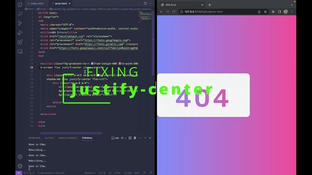 Responsive Error 404 Page Using HTML & Tailwind CSS смотреть онлайн