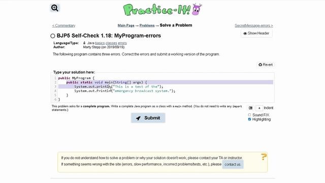 Java Practice-it Introduction to Java Programming | Self-Check 1.18 MyProgram-errors смотреть онлайн