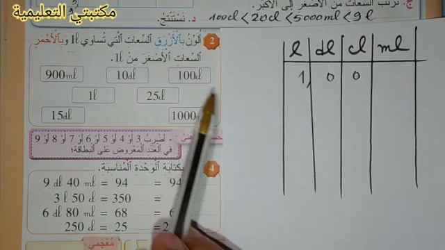 قيّاس السِّعاتl,dl,cl,ml صفحة105 المرجع في الرياضيات المستوى الثالث смотреть онлайн