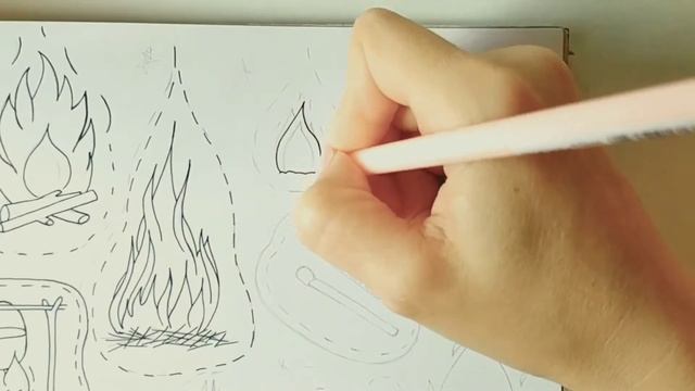 Как рисовать дудлы? Рисуем костёр, огонь. смотреть онлайн