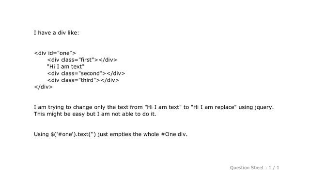 jQuery : Replace only text inside a div using jquery смотреть онлайн