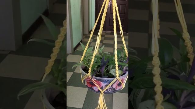 Очередной шедевр, я только учусь. #макраме #кашпо #плетение #цветы #хобби #makrame #flowers смотреть онлайн
