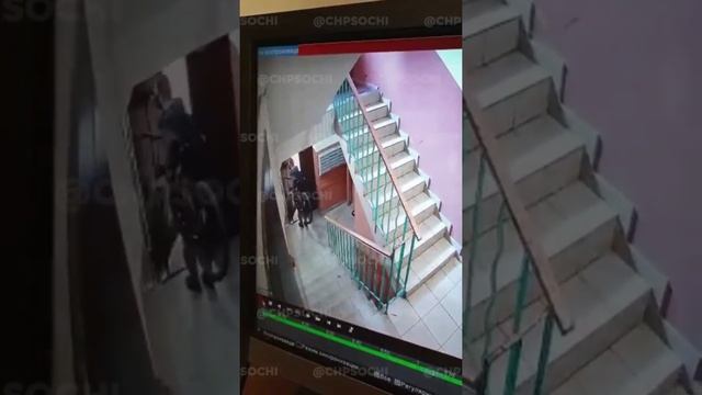 В Сочи камера наблюдения в подъезде сняла велосипедного вора за работой