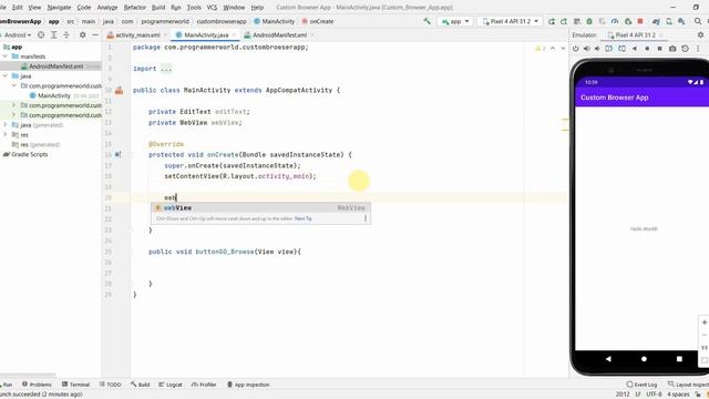 How to create your own custom browser Android App? - Android Studio code смотреть онлайн