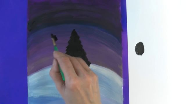 Как нарисовать елку / Рисуем ночной ЗИМНИЙ ПЕЙЗАЖ | Art School смотреть онлайн